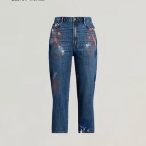 NWT Lauren Ralph Lauren Painted High-Rise Relaxed Cropped Jeans Plus Size 22